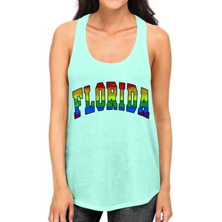 Junior S Florida Rainbow Pride B1594 PLY Mint Racerback Tank Top X-Large Mint