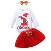 LA HIEBLA Christmas Baby Girls Clothes Set Santa Romper Sequins Bow Skirts Princess Xmas Outfit