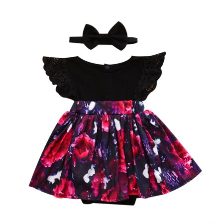 LA HIEBLA Newborn Kid Baby Girl Sister Matching Floral Jumpsuit Romper Dress Outfits Set
