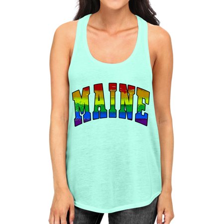 Junior S Maine Rainbow Pride B1605 PLY Mint Racerback Tank Top X-Large Mint