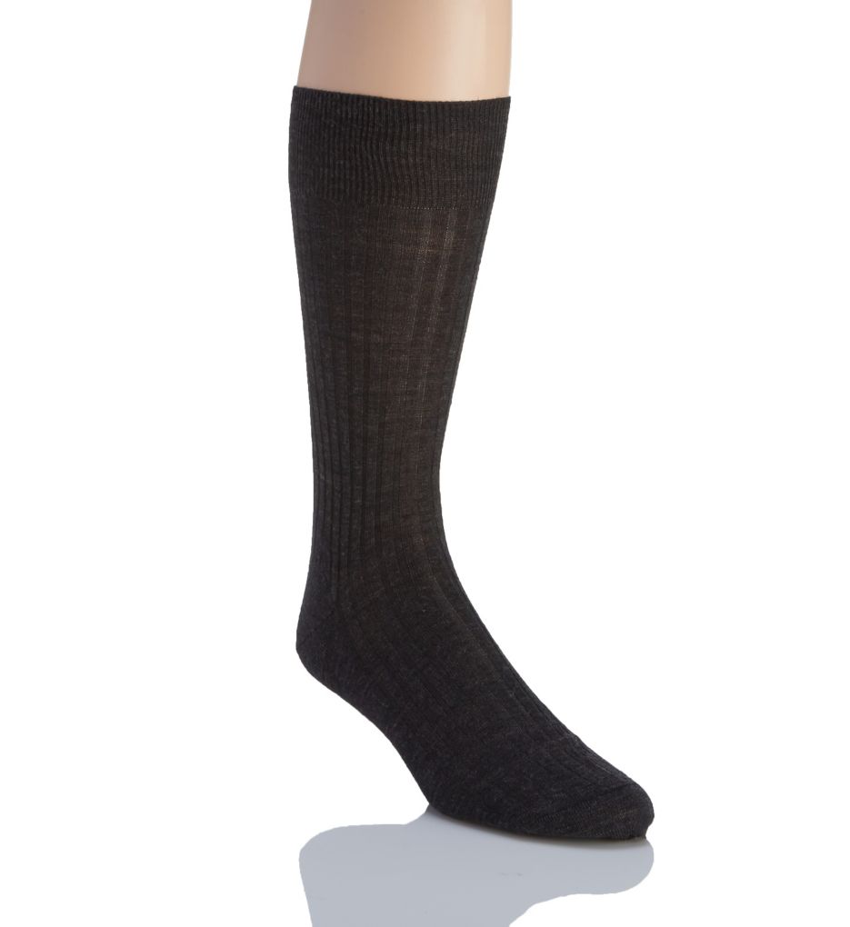 Pantherella Men's Laburnum Merino Wool 5x3 Rib Dress Sock in Gray (5796) | Size Medium | HisRoom.com