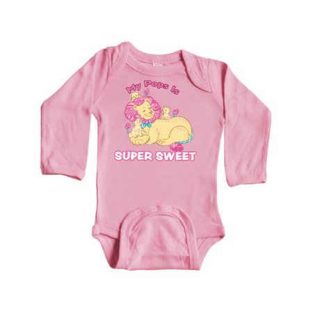 Inktastic My Pops Is Super Sweet Cotton Candy Lions with Pink Mane Gift Baby Boy or Baby Girl Long Sleeve Bodysuit