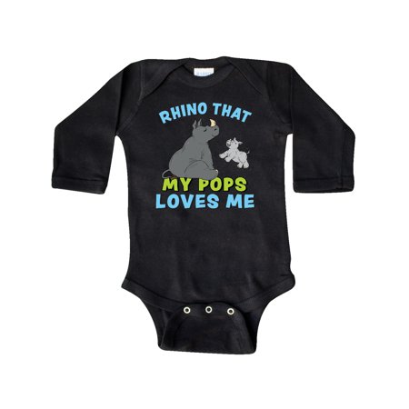 Inktastic Rhino That My Pops Loves Me with Cute Rhinos Gift Baby Boy or Baby Girl Long Sleeve Bodysuit