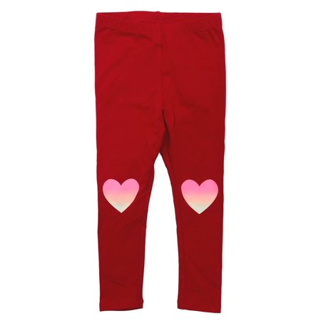 Infant & Toddler Girls Red Heart Leggings Valentines Day Stretch Pants 4T