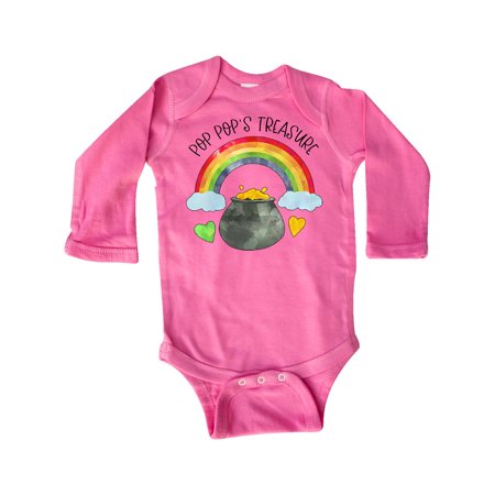 Inktastic Pop Pop's Treasure St. Patrick's Day Rainbow and Gold Infant Long Sleeve Bodysuit Unisex