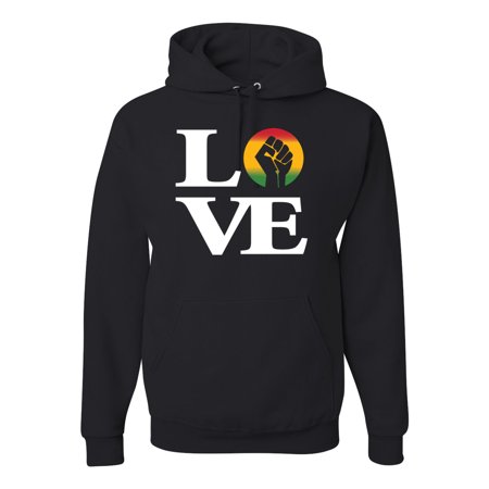 Wild Bobby, Rasta Love Raised Fist BLM United Resist, Pop Culture, Unisex Graphic Hoodie Sweatshirt, Black, 2XL