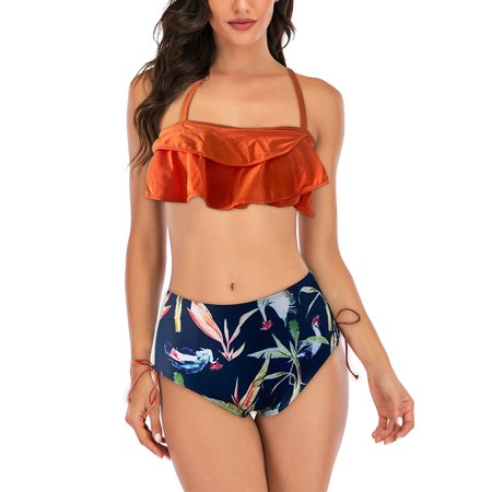 Bescita Summer Women'S Thin Shoulder Strap Printed Beach Style Charming Swimsuit and Shorts
