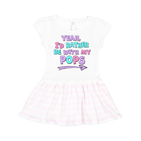 Inktastic Yeah I D Rather Be with My Pops in Pink Blue and Purple Gift Toddler Girl Dress