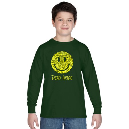 LA Pop Art Boy S Word Art Long Sleeve - Dead Inside Smile