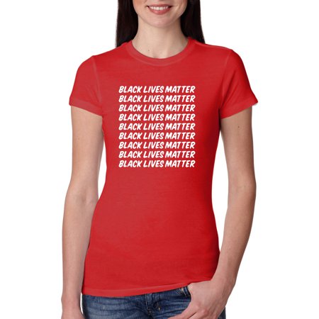 Black Lives Matter Freedom End Brutality  Womens Pop Culture Slim Fit Junior Tee, Red, Large