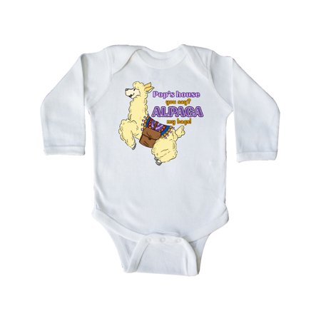 Inktastic Pop S You Say? ALPACA My Bags with Cute Jumping Alpaca Gift Baby Boy or Baby Girl Long Sleeve Bodysuit
