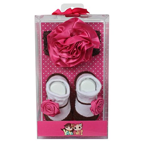 La Ribbons Baby Girl's Gift Box Essentials Headband and Sock Set