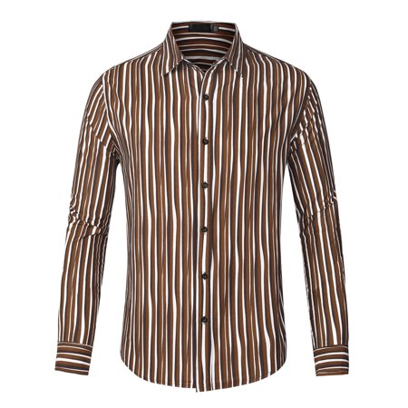 Lars Amadeus Men S Striped Long Sleeves Button Down Color Block Shirt