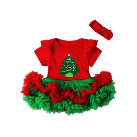 LA HIEBLA Baby Girl Christmas Santa Romper Tutu Dress Headband Outfit Set