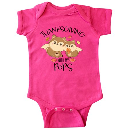 Inktastic Thanksgiving with My Pops Cute Squirrel Family Infant Short Sleeve Bodysuit Unisex