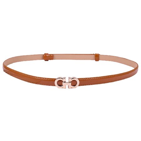 KABOER 2 Pcs/Set Ladies Tight Fitting Soft Dress Belt Jeans Casual Belt Fashion Charm Belt 43 Inch/47 Inch Artificial Leather Belt(Brown-43 Inch)