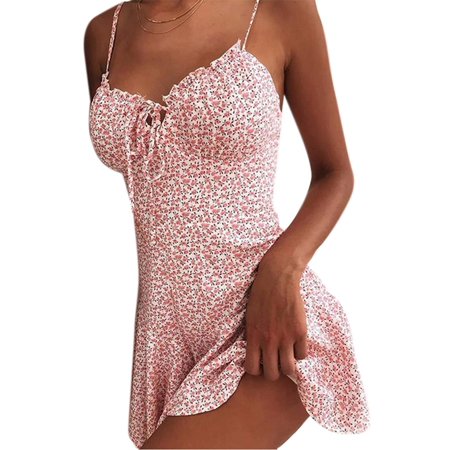 Women S Summer Boho Floral Short Dress Plus Size Beach Strappy Party Sundress