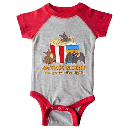 Inktastic Movie Night Is My Favorite Night Bats with Popcorn and Pop Infant Short Sleeve Bodysuit Unisex