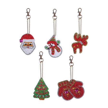 5D DIY Diamond Painting Keychain Pendant Christmas Key Ring Full Drill Special Shape Diamond Painting Kits for Girl Handbag Shoulder Bag Backpack Pend