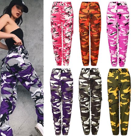 Women S Camouflaged Military Cargo Trousers Army Casual Pants with Multi-Pockets 1PCS