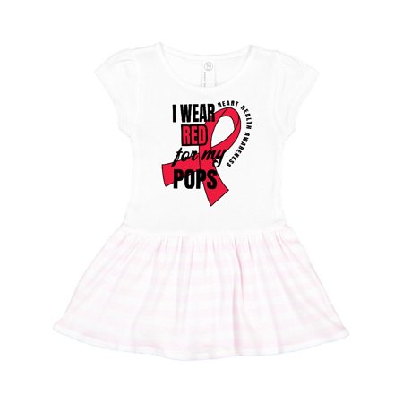 Inktastic Heart HeaIth Awareness I Wear Red for My Pops Toddler Short Sleeve Dress Female