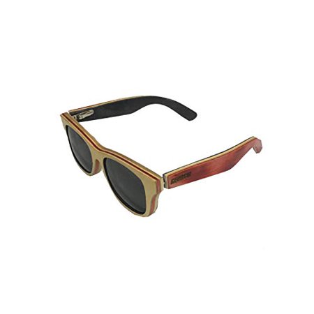 Surf Snow Promo University of Georgia Sycamore Series Recycled Skateboard Wood Sunglasses-Wood/Red Frames-Smoke Lenses