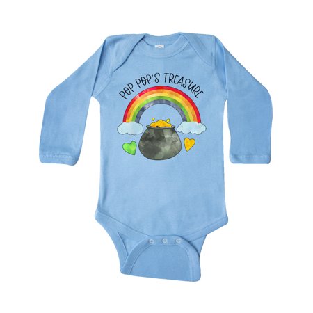 Inktastic Pop Pop's Treasure St. Patrick's Day Rainbow and Gold Infant Long Sleeve Bodysuit Unisex