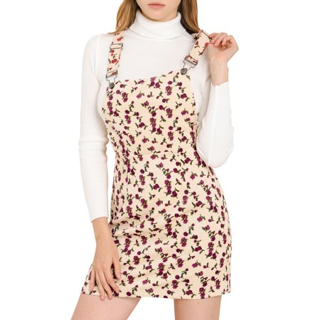 Allegra K Women S Floral Print Adjustable Strap Casual Overall Dresses