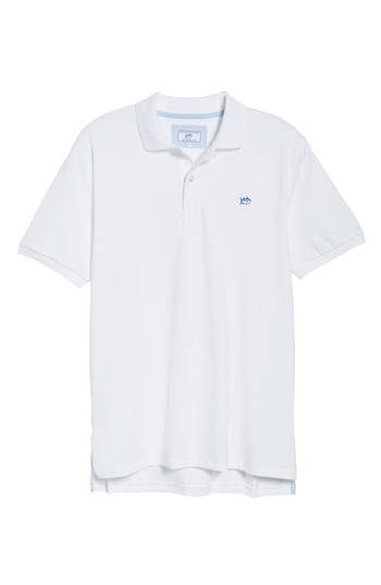 Men's Southern Tide 'Skipjack Micro Pique' Stretch Cotton Polo, Size Small - White