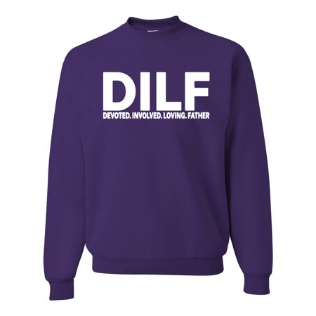 Wild Bobby DILF Devoted Involved Loving Father Funny Dad Papa Gift  Father S Day  Unisex Crewneck Graphic Sweatshirt  Purple  Small
