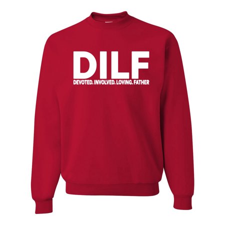 Wild Bobby DILF Devoted Involved Loving Father Funny Dad Papa Gift  Father S Day  Unisex Crewneck Graphic Sweatshirt  Red  X-Large