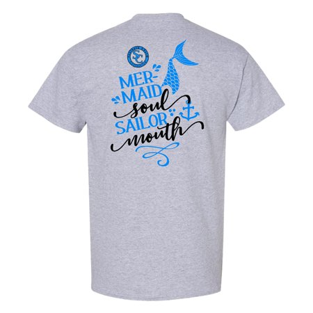 Southern Charm Mermaid Soul Sailor Mouth on a Sports Grey Short Sleeve T Shirt