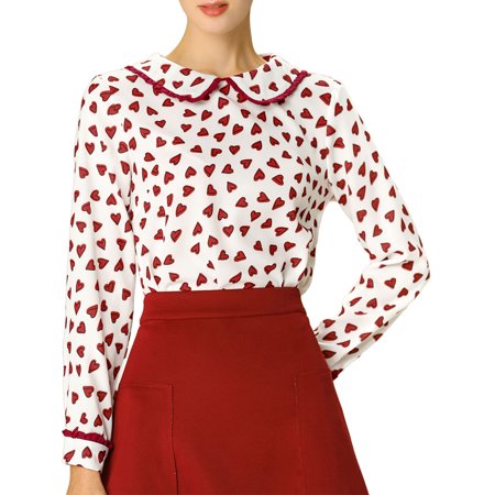 Allegra K Junior S Ruffle Peter Pan Collar Long Sleeves Blouse Tops
