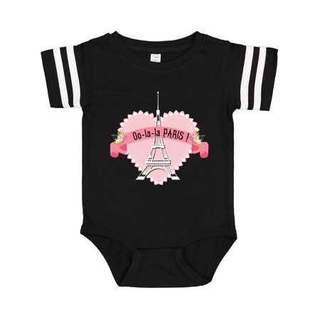 Inktastic Paris Oo-la-la with Eiffel Tower and Flowers in Pink Heart Gift Baby Boy or Baby Girl Bodysuit