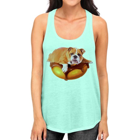 Junior S English Bulldog Donut Tee B1130 PLY Mint Green Racerback Tank Top X-Large