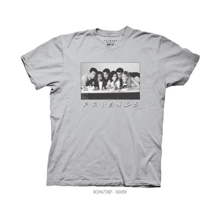 Ripple Junction Friends Adult Unisex Vintage Black and White Promo Light Weight 100% Cotton Crew T-Shirt Small Silver