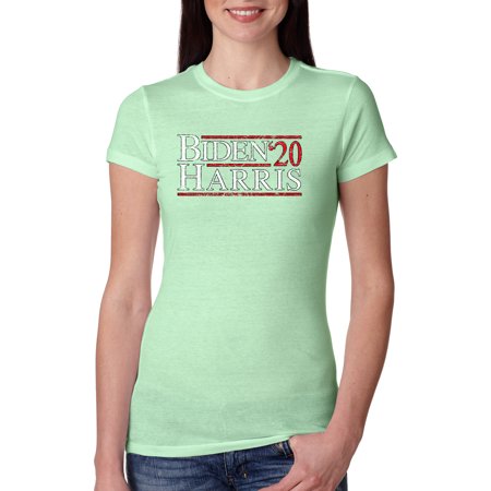 Biden Harris 2020  Womens Political Slim Fit Junior Tee, Mint, Medium