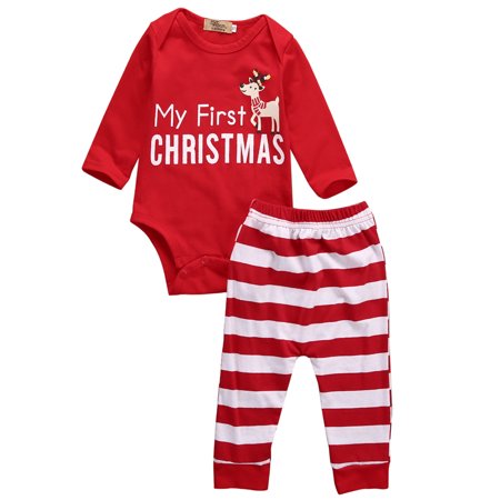 LA HIEBLA Baby Unisex Xmas Romper and Pants Set