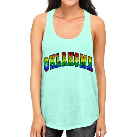Junior S Oklahoma Rainbow Pride B1617 PLY Mint Racerback Tank Top Medium Mint