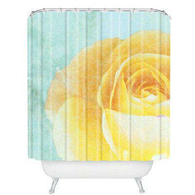 East Urban Home Guage Floral Shower Curtain Set + Hooks Polyester in Blue/Yellow, Size 69.0 H X 72.0 W in | Wayfair 14836-shocur