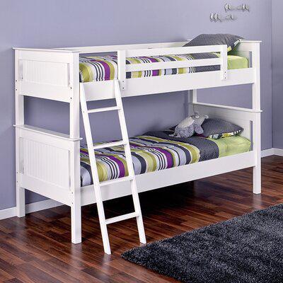 Edick Twin Over Twin Solid Wood Bunk Bed by Harriet Bee Kids in Brown/White, Size 65.5 H X 58.0 W X 83.0 D in | Wayfair 5104