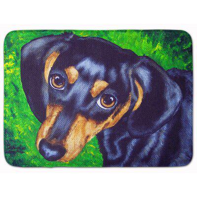 East Urban Home Tootsie Dachshund Rectangle Microfiber Non-Slip Bath Rug Polyester in Black/Green | Wayfair EAAS7624 40012052