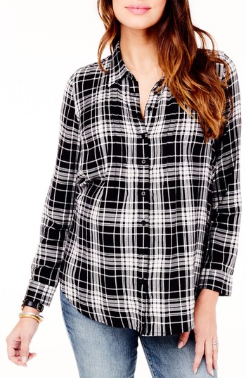 Women's Ingrid & Isabel Pintuck Maternity Shirt, Size X-Small - Black