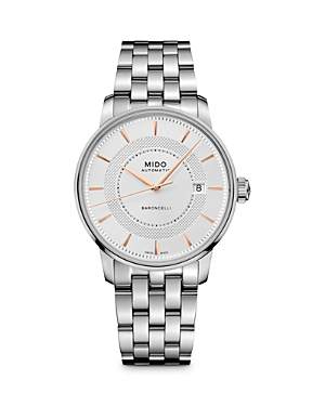 Mido Men's Swiss Automatic Baroncelli Signature Stainless Steel Bracelet Watch 39mm - Silver