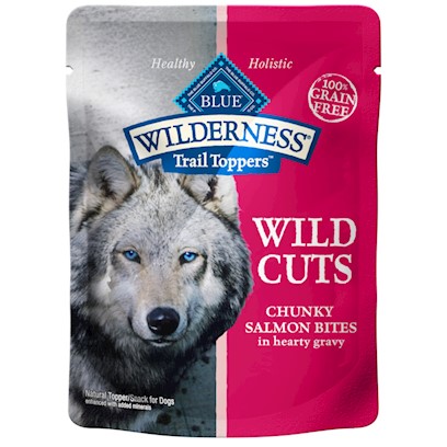 Blue Buffalo Wilderness Wild Cuts Trail Toppers Chunky Salmon Bites in Hearty Gravy Dog Food Pouch 3-oz (case of 24)