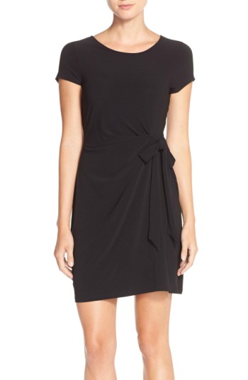 Women's Leota Side Tie Jersey Sheath Dress, Size Large - Black