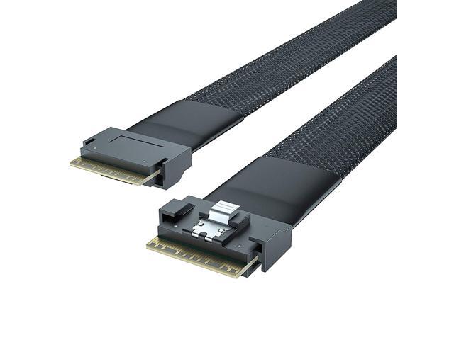24G Internal SlimSAS SFF-8654 to SFF-8654 8i Cable, SAS 4.0, 100-ohm, 0.5-m(1.65ft)