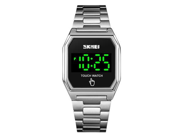 1679 Fashion LED Display Luminous Smart Touch 30M Waterproof Stainless Steel Strap Digital Watch-Silver