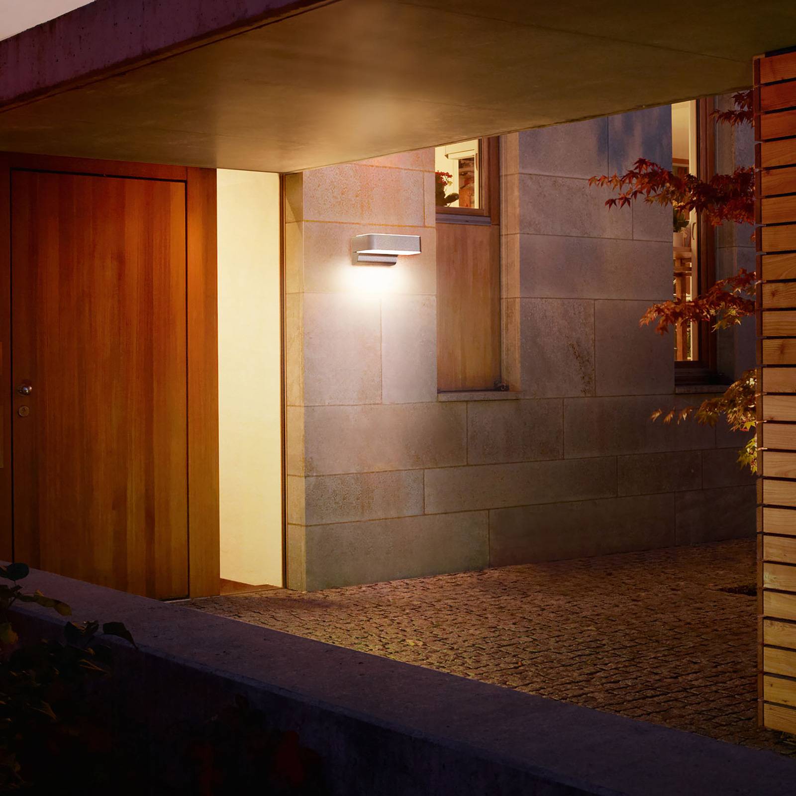 STEINEL Outdoor Light L 800 C Anthracite, LED Downlight, Without Sensor, Wall Lamp, Can Be Networked Via Bluetooth App, Warm White