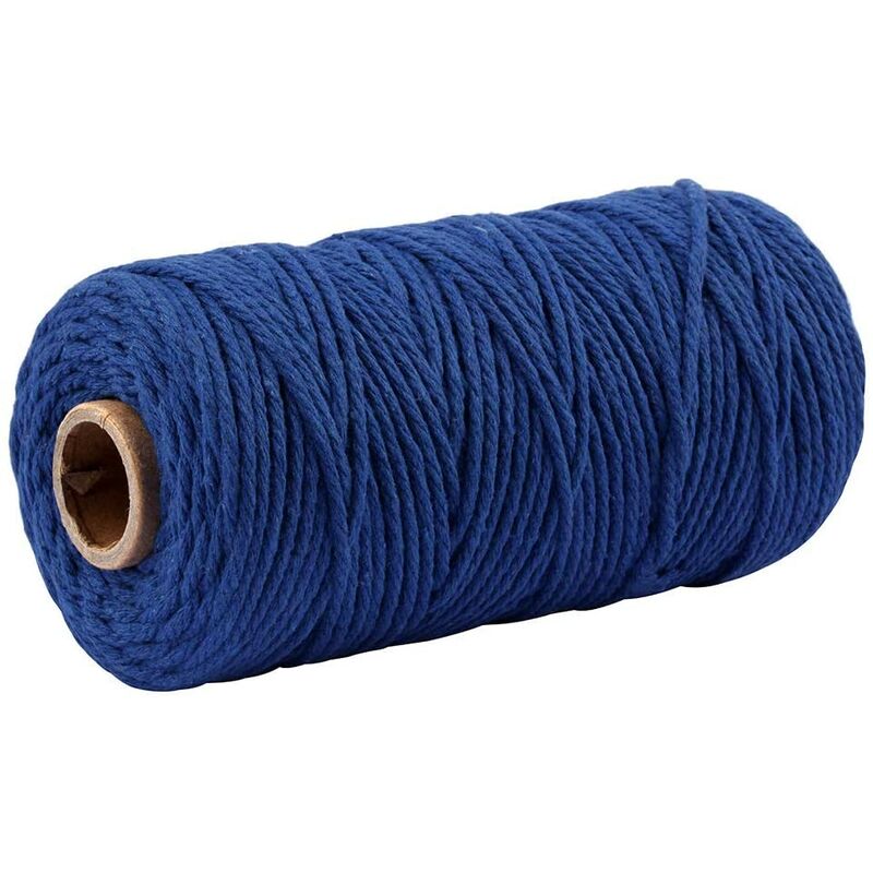 Ficelle De Coton Bleu Foncé De 100 M, Ficelle Artisanale De 3 Mm D'épaisseur, Ficelle D'emballage Bleue Pour Le Jardinage, La Décoration Et Les